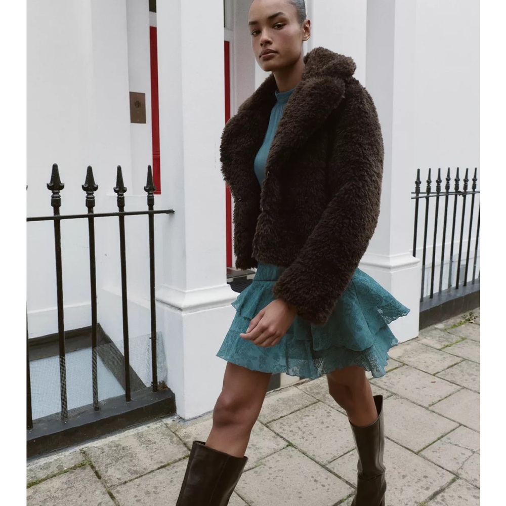 NWT Zara short fleece coat
